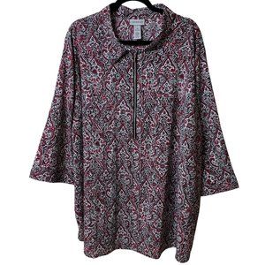 NWT Catherines Plus Size Blouse Tunic Long Lined 4X